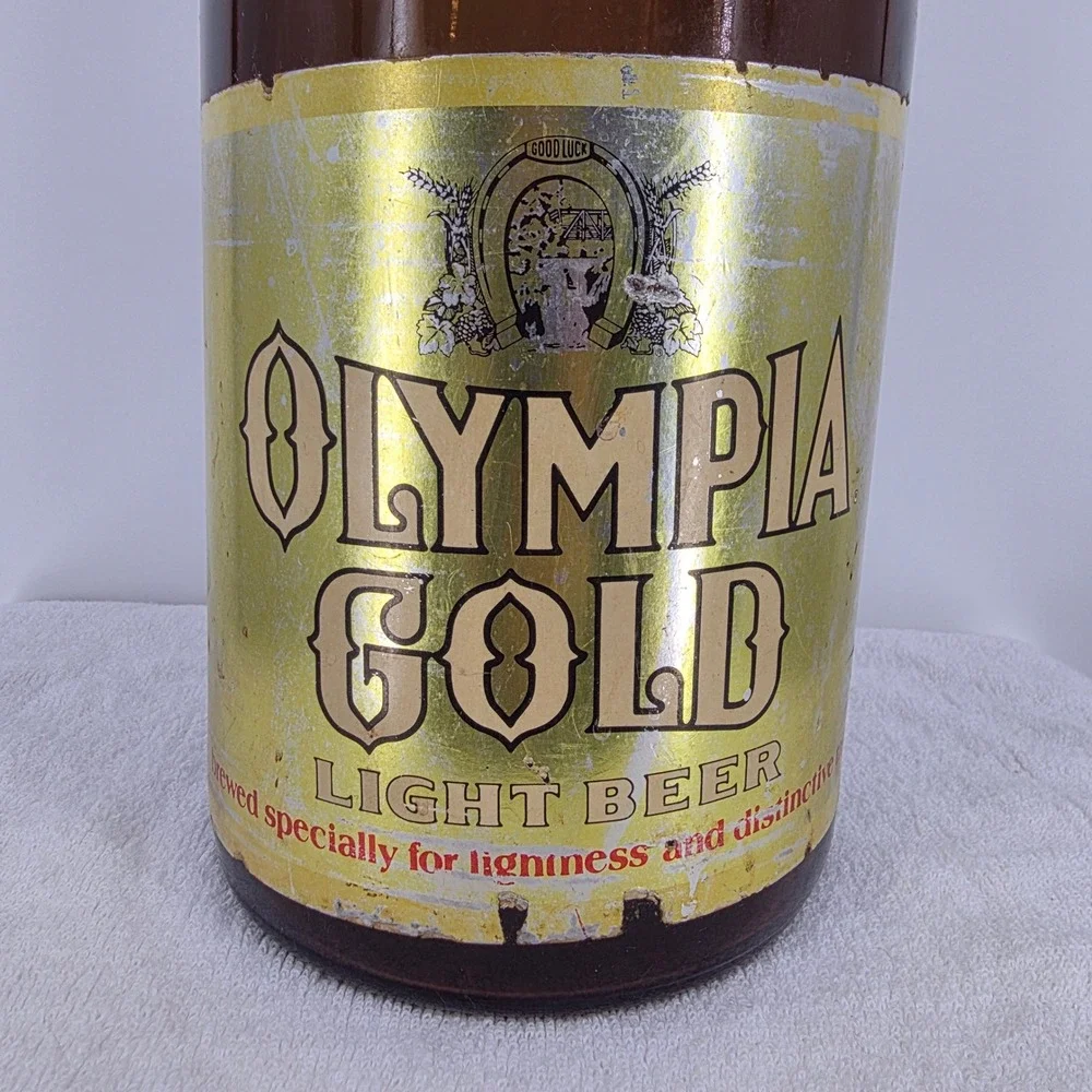 Vintage Olympia Gold Light Beer Oversized Display Bottle 22.5 Inch Brown Glass